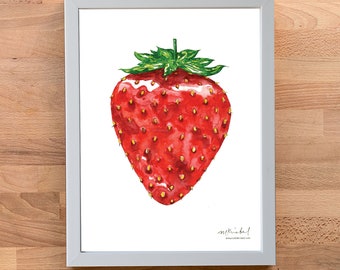 いちごのある静物画☆水彩画☆原画☆A4サイズ いちごの水彩画(オリジナル)原画 - メルカリ