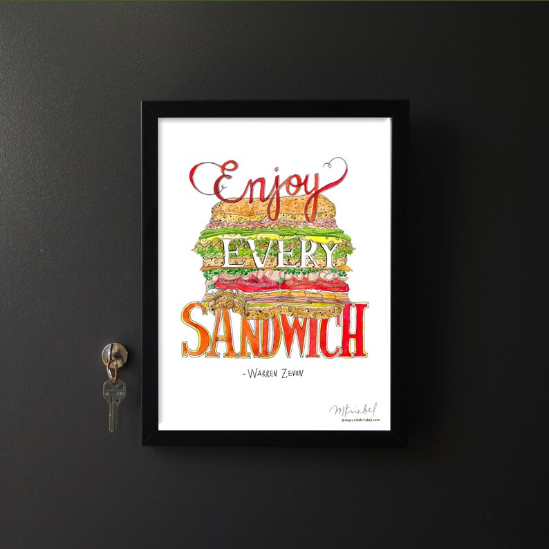 Warren Zevon Enjoy Every Sandwich 9x12 Illustrated Watercolor Art Print / Kitchen Art image 8