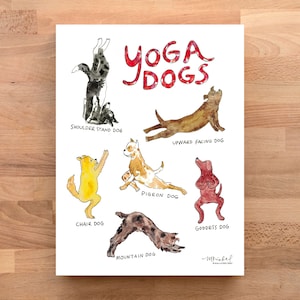 Yoga Dogs Art Print, Gift for Yogi, Yoga Lover and Dog Lover Art, Pet Wall Decor