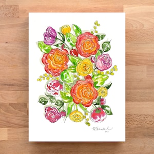 Spring Flowers Illustrated Watercolor Art Print