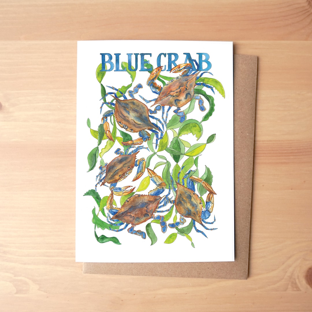 Chesapeake Bay Blue Crab: Atlantic Ocean Beach / Watercolor ...