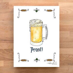 Prost! Beer Stein Illustrated Watercolor Art Print