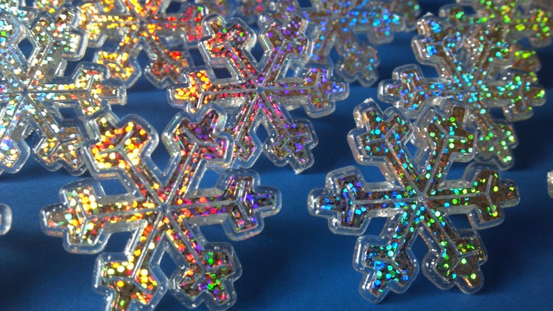 Shiny Snowflake cupcake rings picks or cake toppers