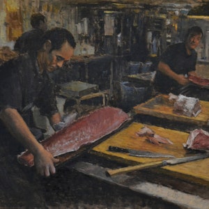 Tsukiji Market - signed 8&quot; x 10&quot; print of an original oil painting - japanese artwork asian art