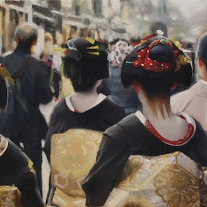Early Morning in Gion Kobu - signed 8&quot; x 10&quot; print of an original painting - japanese geisha art asian maiko artwork