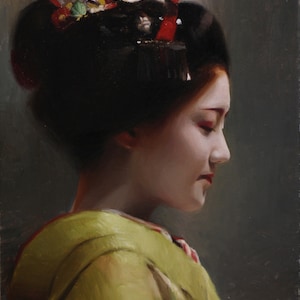 Katsuna - signed 11&quot; x 14&quot; print of an original oil painting- japanese geisha art asian maiko artwork