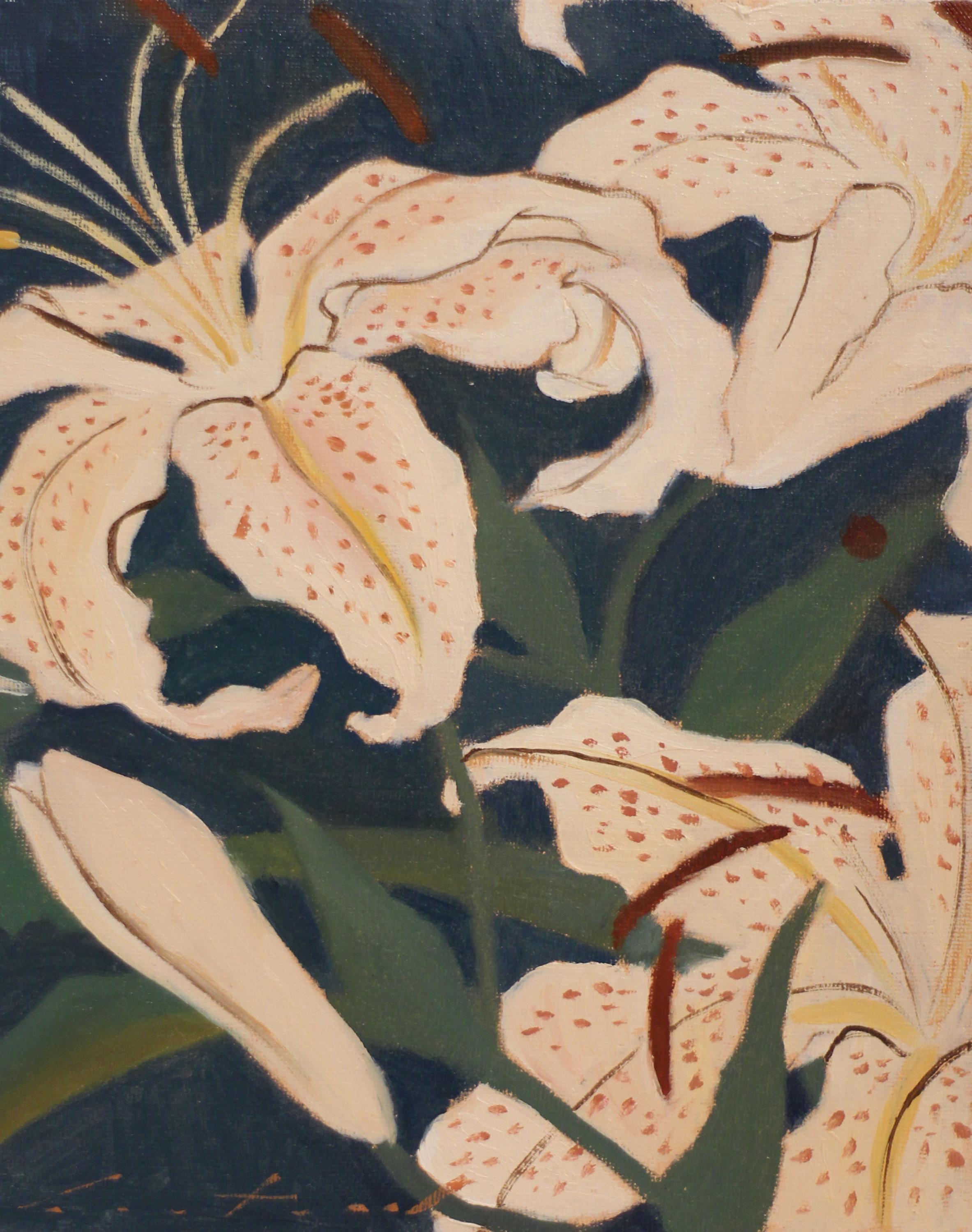 Spotted Lilies (after Hiroshige) - Oil Paint on 8