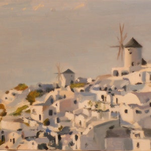 Santorini - oil painting on 11&quot; x 14&quot; canvas - greece artwork greek landscape art