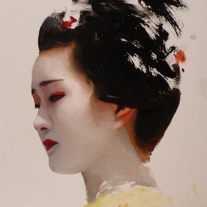 Tomoko - signed 11&quot; x 14&quot; print of an original painting - japanese geisha art asian maiko artwork
