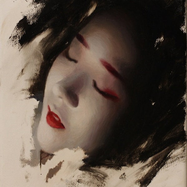 Yuzuha (Impermanence)  - signed 8" x 10" print of an oil painting  - japanese geisha art asian maiko artwork