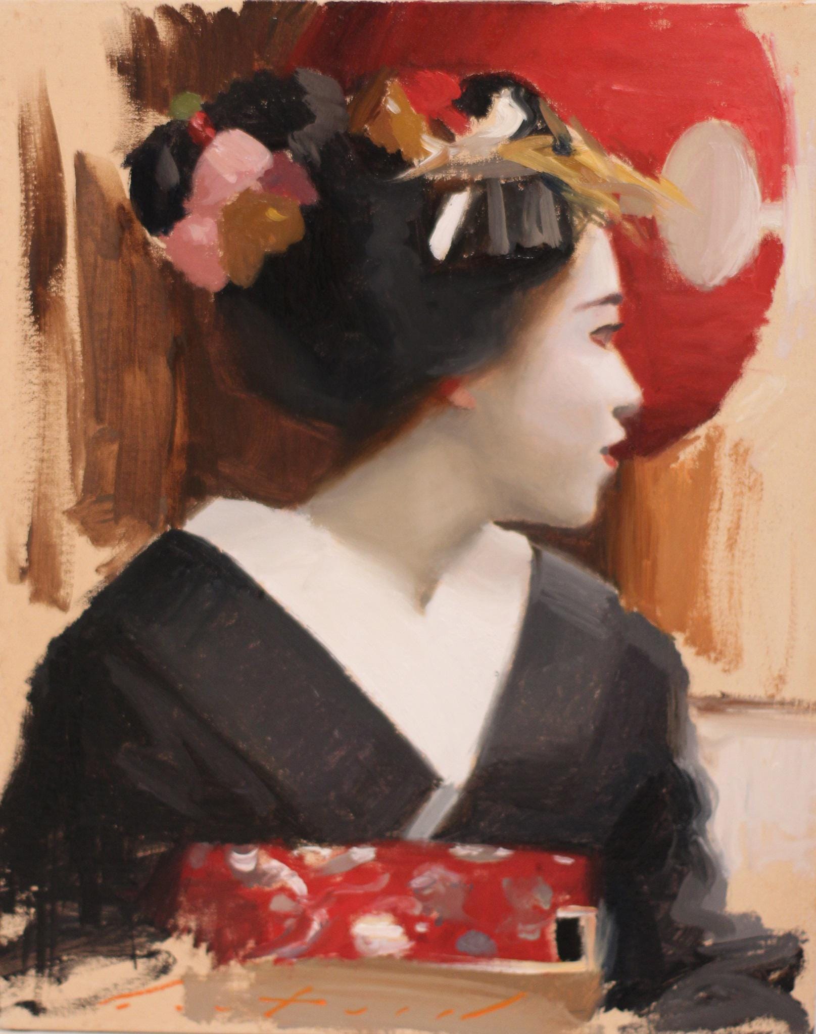 舞妓油絵 – 日本の芸者の肖像画（8x10 キャンバス） - Etsy 日本