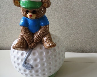 Vintage "Napco" Busy Bee Mailbox Planter, 1960, Vintage Napco Planters Golfer Bear, Napco Bear, 1960's Planter lápiz porta bolígrafos