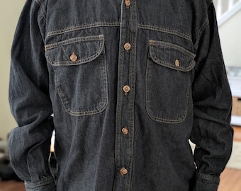 Camisa vaquera negra estilo western de GIANNI VERSACE Couture, años 90, para hombre, con botones de Medusa dorados