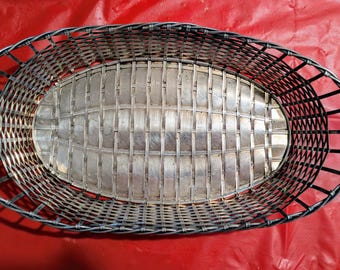 Cesta de pan o fruta francesa tejida plateada vintage ISRAEL FREEMAN & SON cesta plateada
