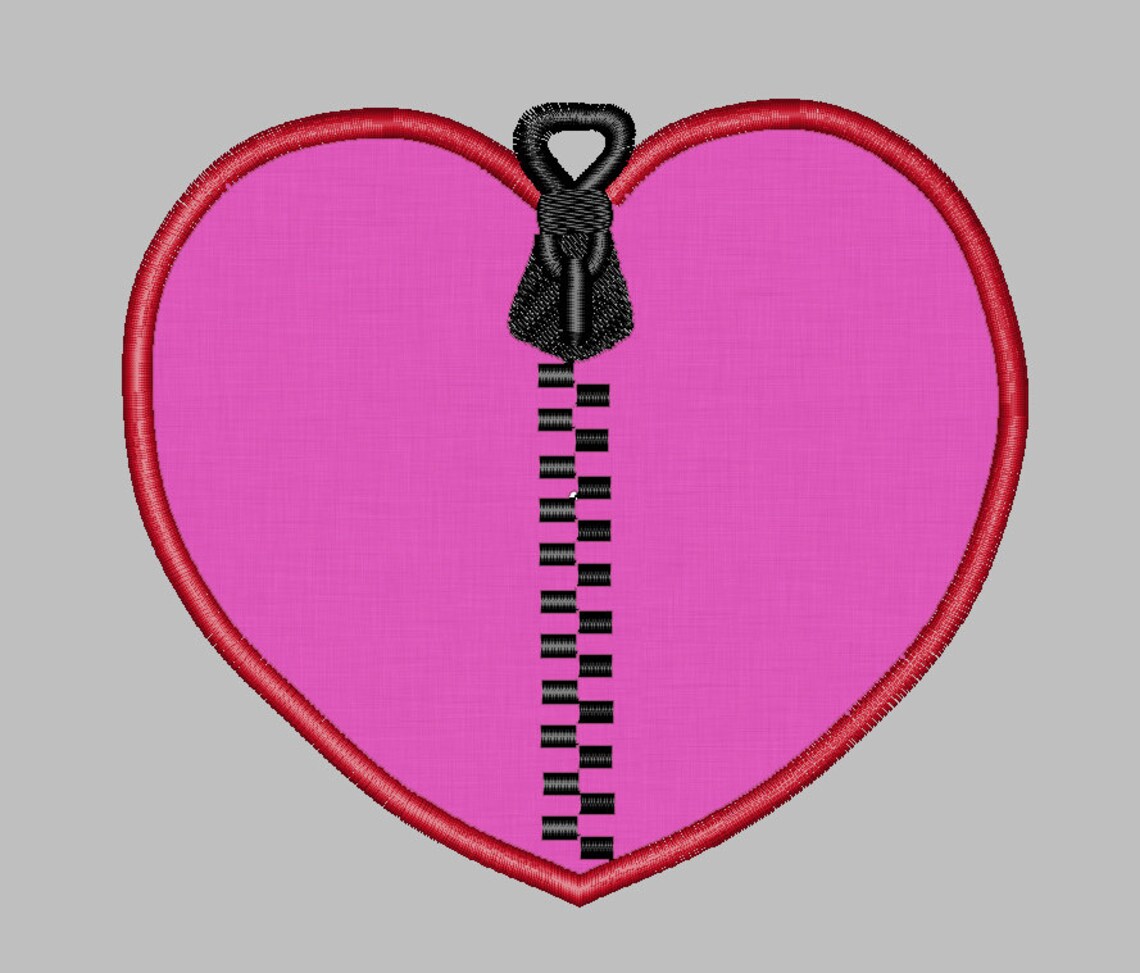 Zipper heart surgery healed Embroidery Applique Design 3 sizes Etsy