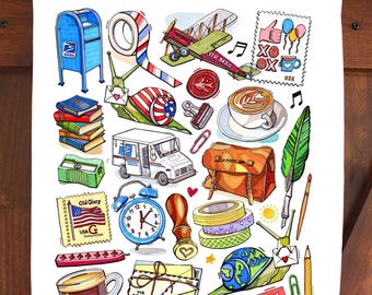 Happy Mail Tea Towel. Kitchen towel. Home decor.