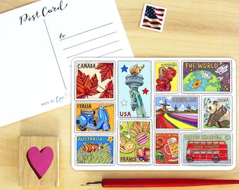 World of Stamps Postcard.