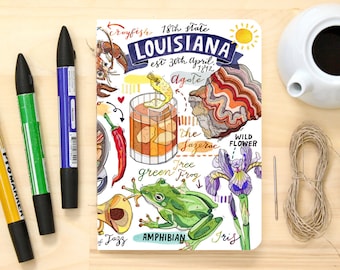 Louisiana Notebook, state symbols, blank journal, New orleans, notes.