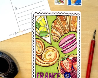 France Postage Stamp Postcard.