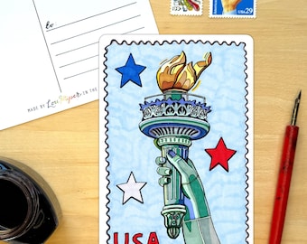 USA Postage Stamp Postcard.