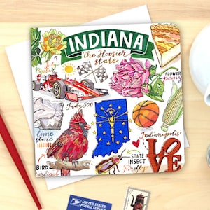 Cartão de nota de Indiana. Individual ou pacote com 4.