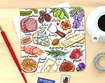 Cheeseboard notecard. Single or Pack of 4.