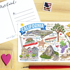 Carte postale de l'État de Californie.