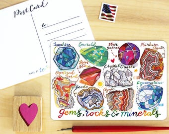 Gems, Rocks & Minerals postcard.