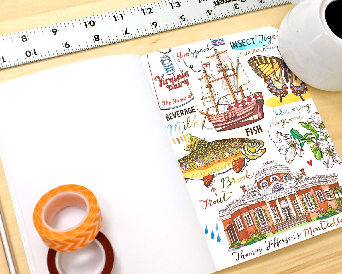Virginia Notebook, State Symbols, Blank Journal, Illustration ...