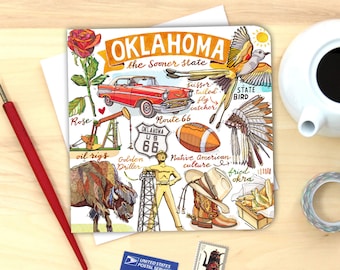 Oklahoma Notecard. Single or Pack of 4.