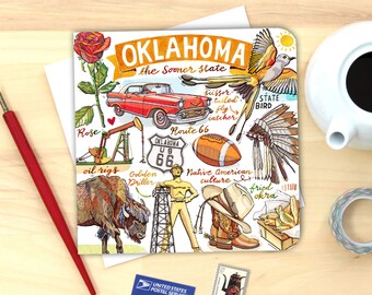 Oklahoma Notecard. Single or Pack of 4.