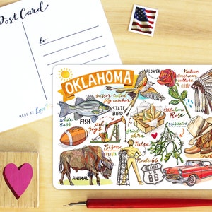 Carte postale de l'État de l'Oklahoma.