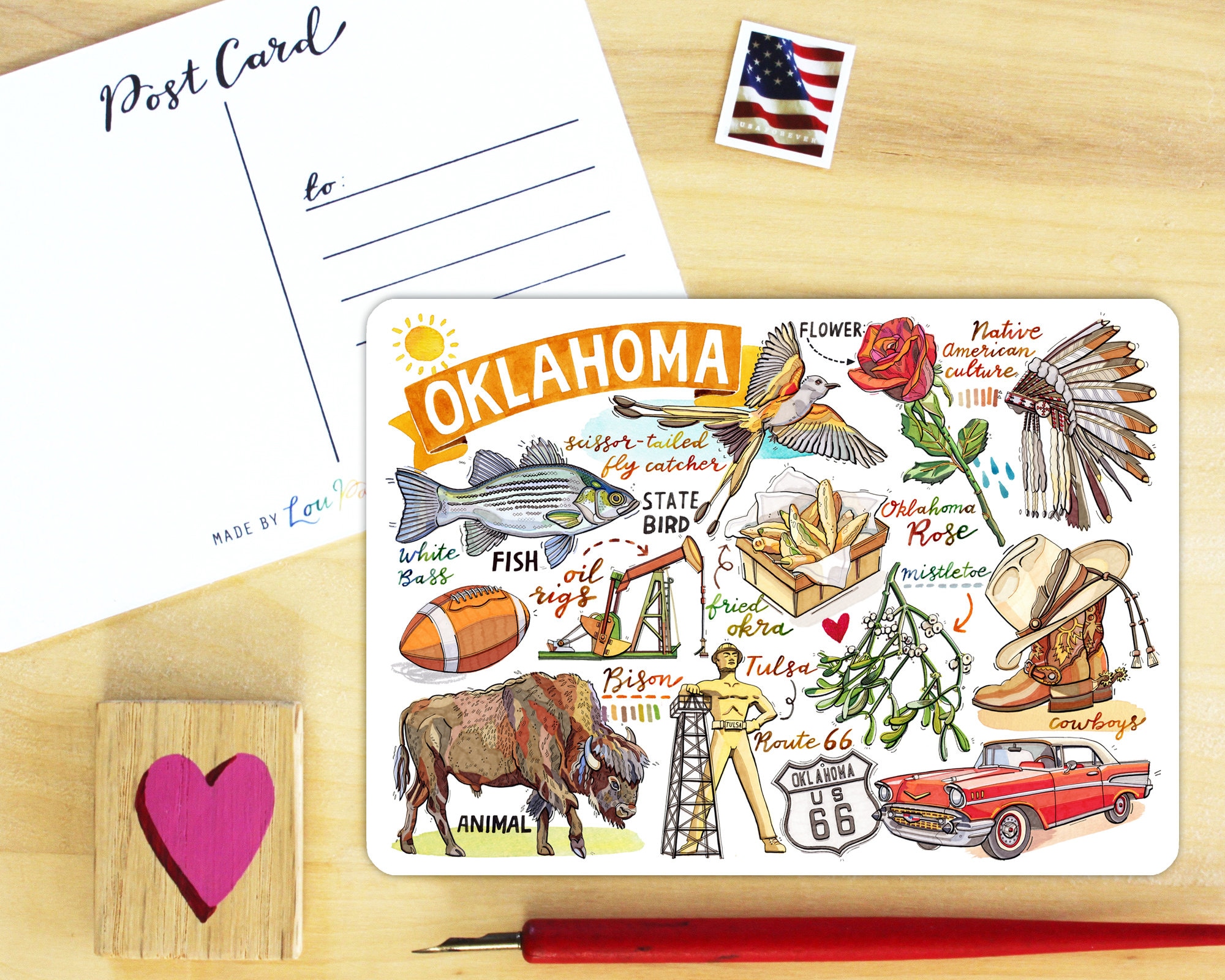 OKLAHOMA STATE FACTS Postcard Set Of 20 Identical Maldives