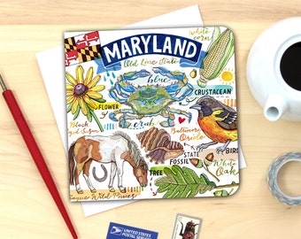 Maryland notecard. Single of pack of 4.