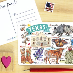 Carte postale de l'État du Texas.