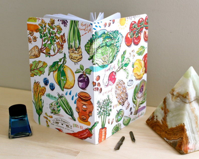 Garden notebook, vegetables, gift for gardener, journal, notepad, garden illustration. image 4