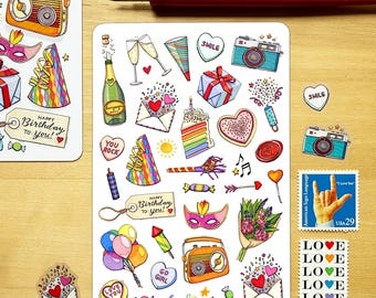 Celebration A6 sticker sheet.