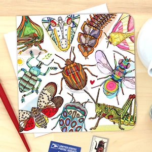 Brilliant Bugs card. Single or Pack of 4.
