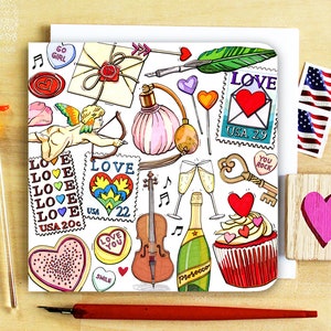 Love notecard. Valentines. Friendship. Single or Pack of 4.