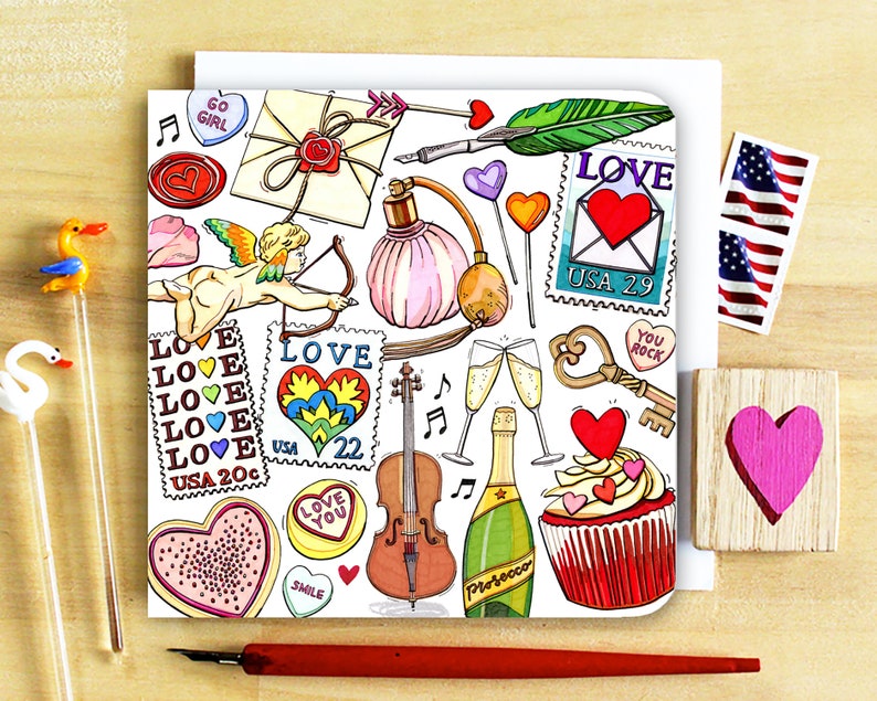 Love notecard. Valentines. Friendship. Single or Pack of 4. image 1