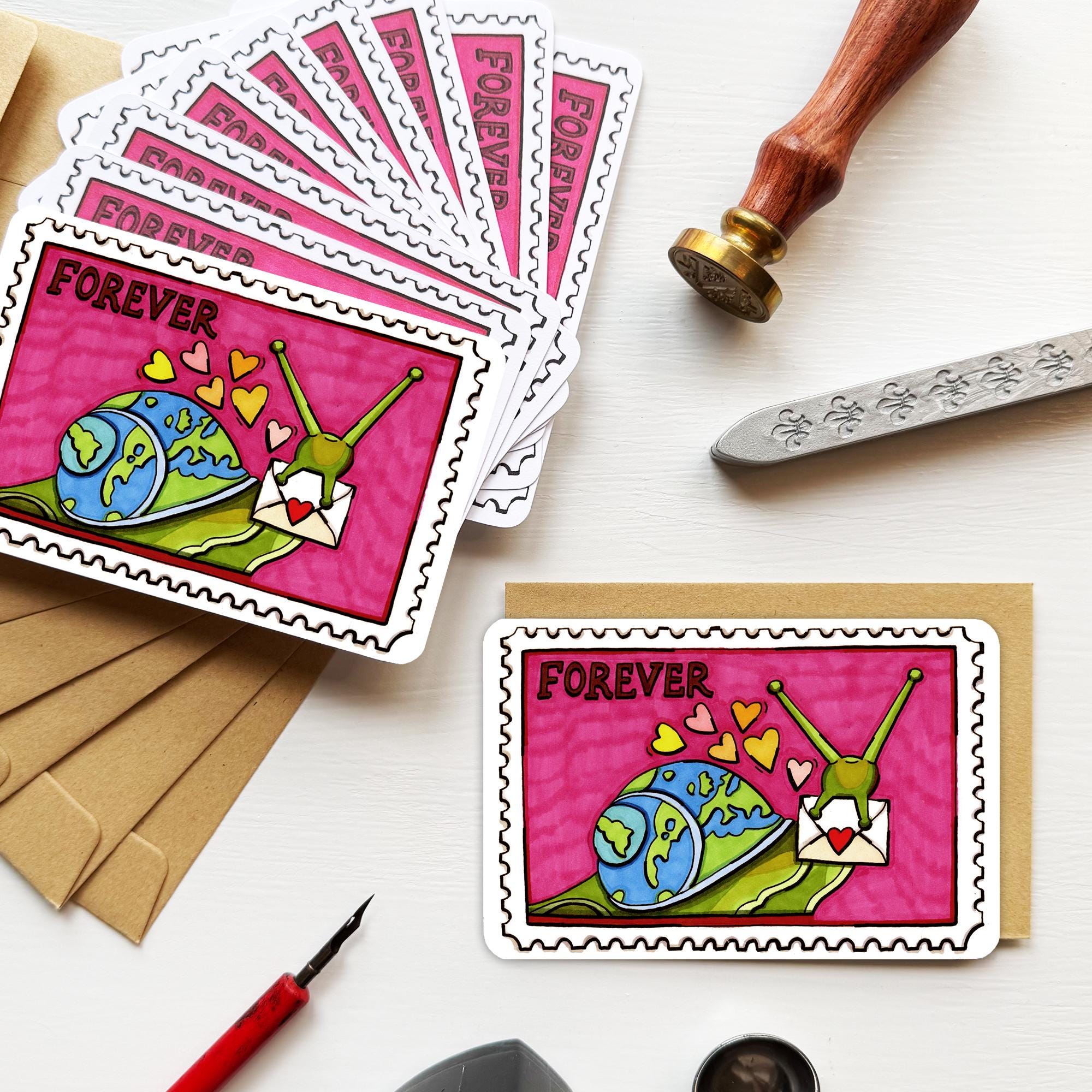 Snail Taking Notes Forever Mail Snail Mini-notes. - Etsy