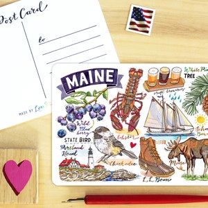 Maine Zustand Postkarte.