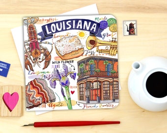 Louisiana Notizkarte. Einzeln oder 4er Pack.