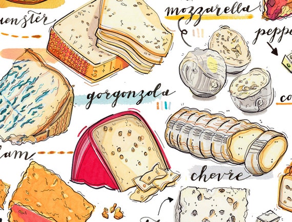 2022 Wall Calendar. Cheese. Food Illustration. Kitchen Decor. | Etsy