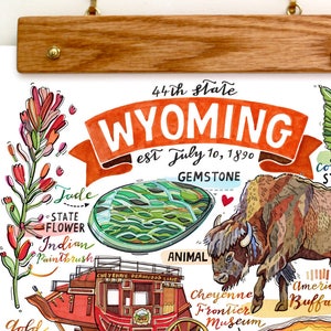 Wyoming State Print, Illustration, State Symbols, the Cowboy State ...