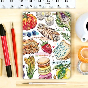 Foodie notebook, blank journal, personalized stationery.