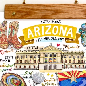 Arizona State Print, Illustration, State Symbols. image 3