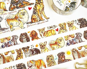 Taśma washi z motywem psów.