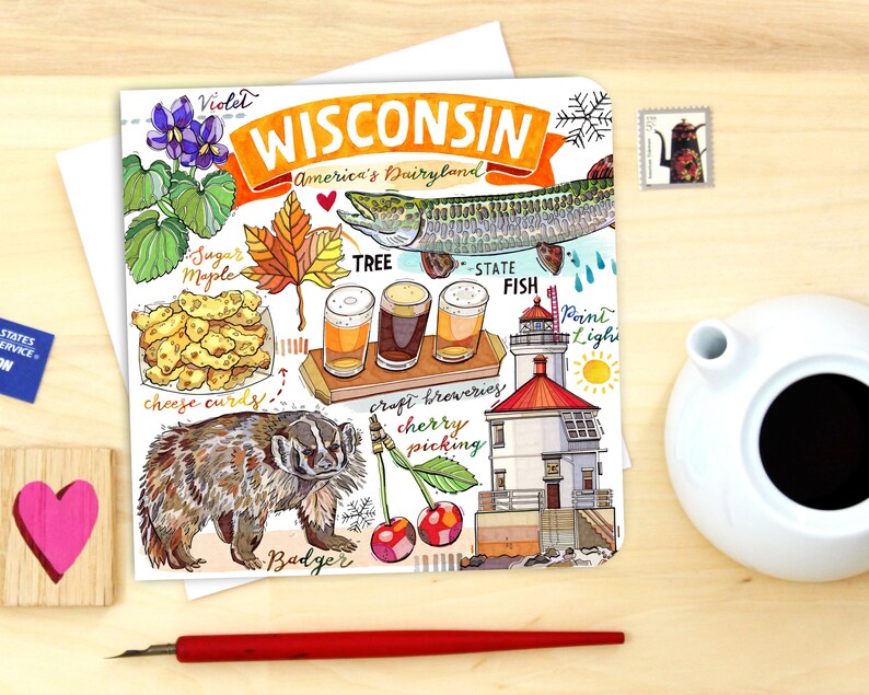 Wisconsin notecard. Single or pack of 4. image 1