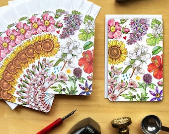 Flowers (design 1) Mini Notes.